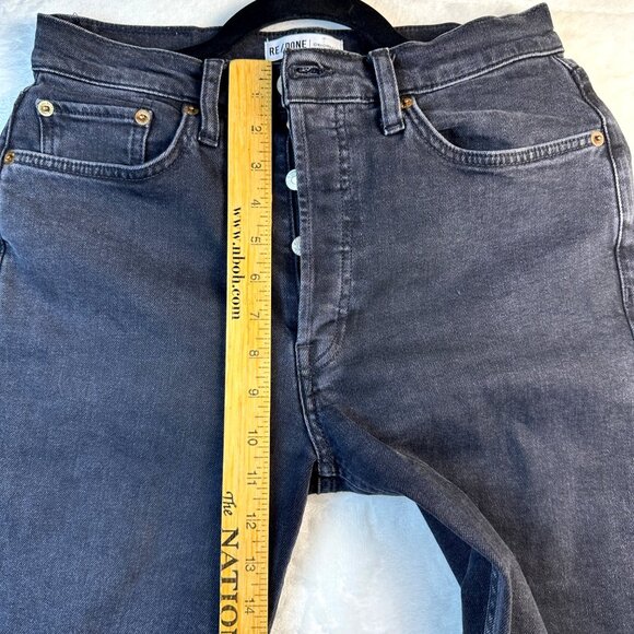 RE/DONE Womens Jeans Size 28 Black High Rise Ankle Crop 70s Stove PipeFrayed - Picture 7 of 13